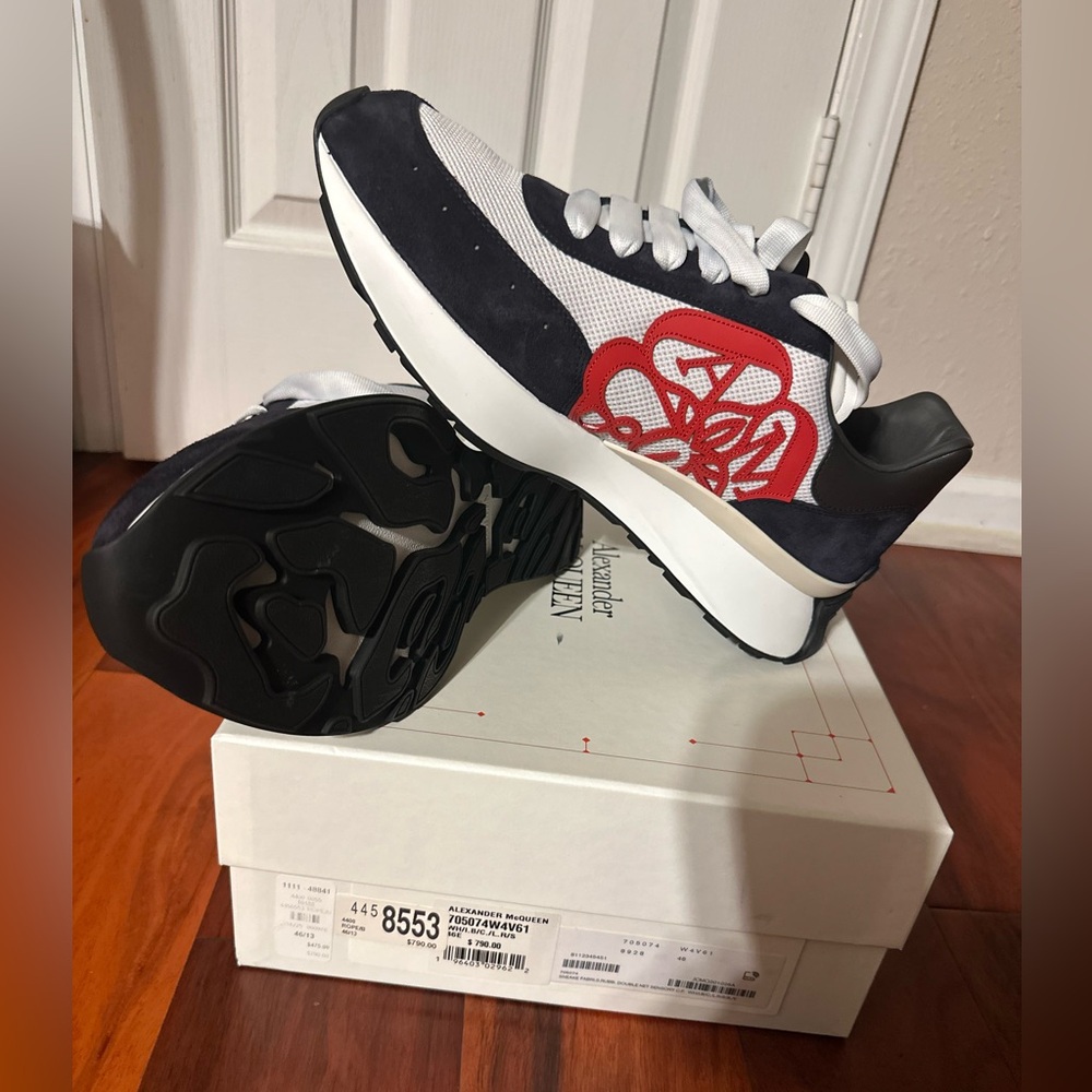 Alexander McQueen Black White Red Low-Top Athletic Sneakers
